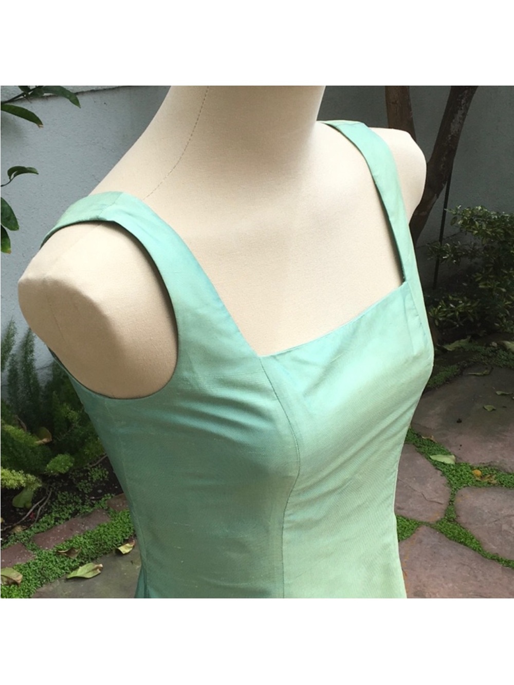 Ann Taylor Mint Green Sleeveless Square Neck Midi Dress